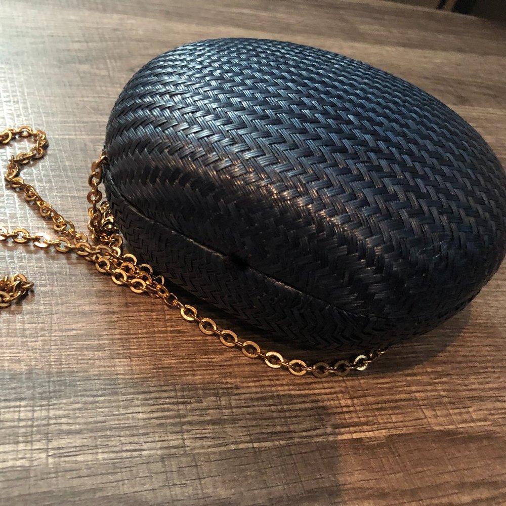 Hoss Intropia Braided Straw Clutch in Navy Blue - Picture 13 of 15